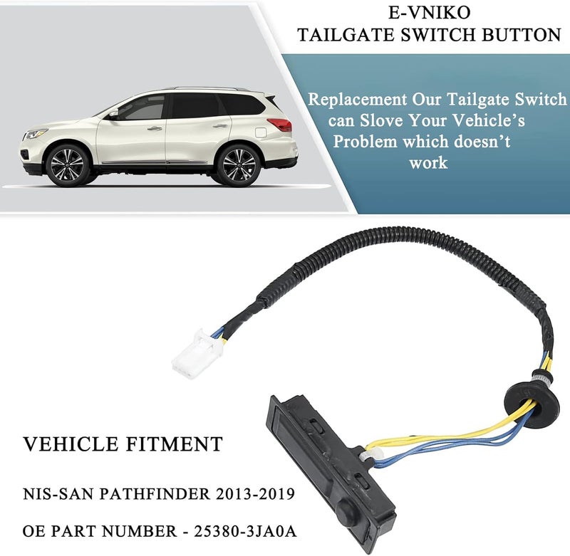 E-Vniko Rear Liftgate Trunk Open Release Switch Compatible for Nissan Pathfinder 2014-2019 Replace Tailgate Lid Switch 25380-3JA0A - Image 2